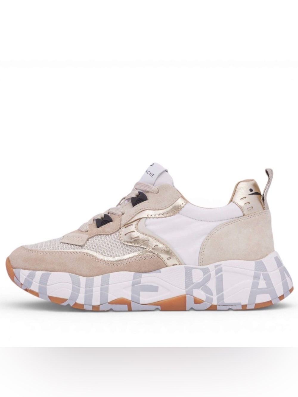 NWT VOILE BLANCHE CLUB105 Leather Sneakers in BEIGE GOLDEN